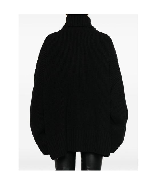 Frankie Shop Black Ribbed-Knit Zip-Up Cardigan