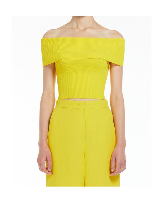 Max Mara Yellow Off-The-Shoulder Sweater