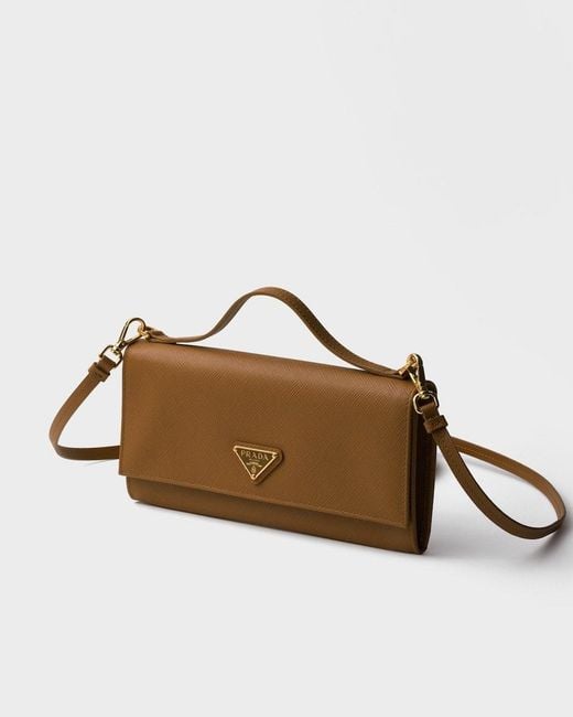 Prada Brown Triangle-Logo Top Handle Wallet