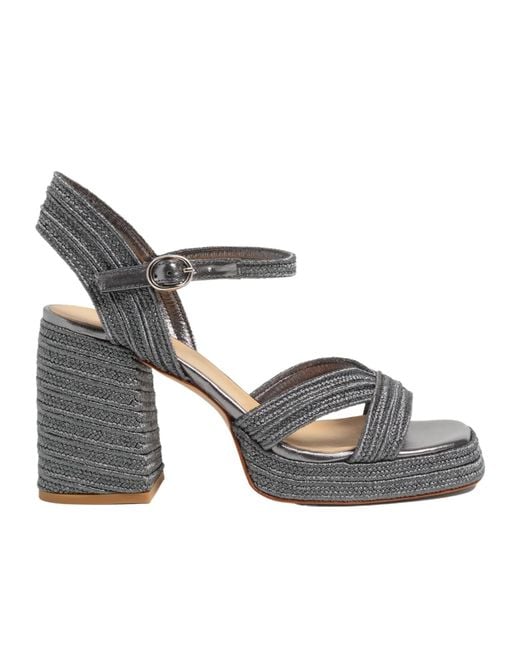 Castaner Gray Castañer Valle Interwoven Metallic Slingback Sandals