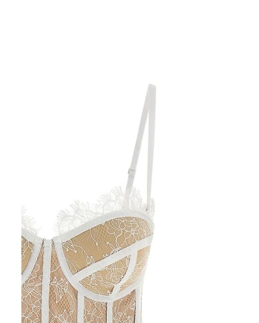GIUSEPPE DI MORABITO Natural Sleeveless Lace Top