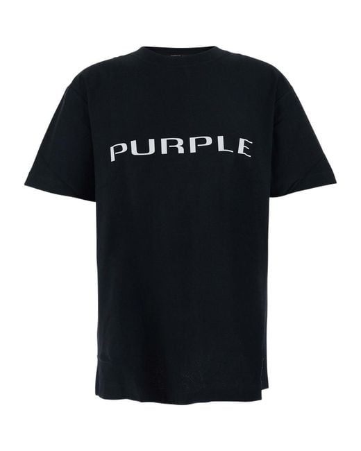 Purple Brand Black Logo Crewneck T-Shirt for men