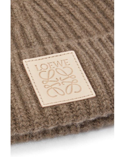 Loewe Brown Logo Patch Knitted Beanie