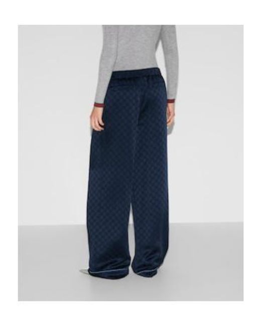 Gucci Blue Monogrammed Drawstring Pants