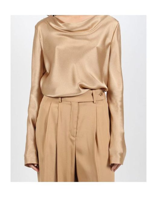 Alberta Ferretti Natural Long-Sleeved Top