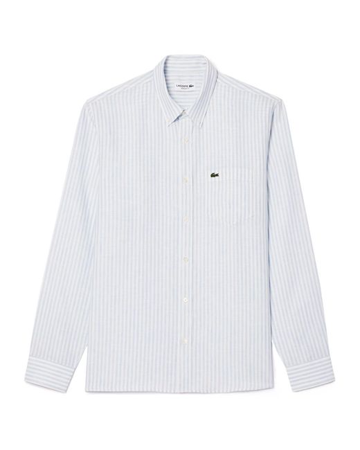 Lacoste White Regular Fit Striped Shirt for men