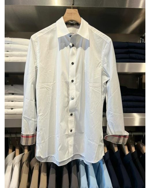 Burberry Blue Logo Pattern Shirt for men