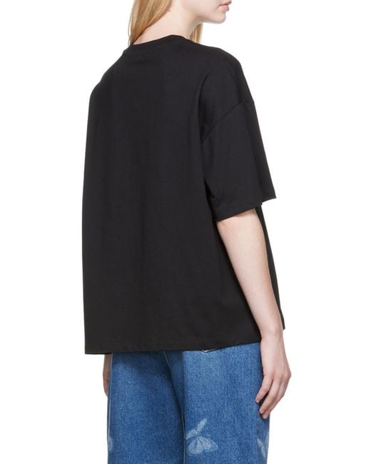 MSGM Black Logo-Print Round-Neck T-Shirt