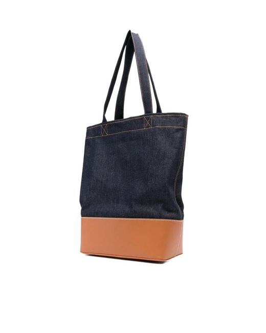 A.P.C. Blue Alex Logo Shopper Tote Bag
