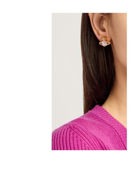 Vivienne Westwood White Heart Stud Earrings