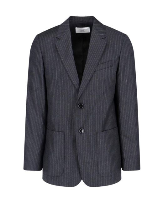 AMI Blue Pinstriped Single-Breasted Tailored Blazer for men