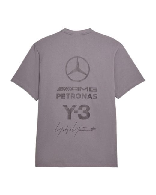 Y-3 Gray Mercedes Logo Stack Short Sleeve T-Shirt for men