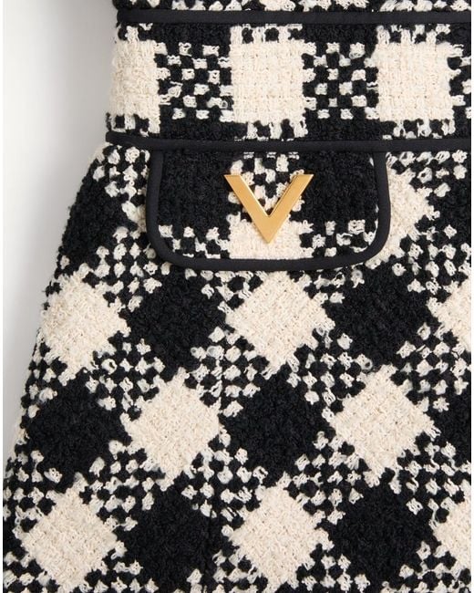 Valentino Black Damier Tweed Dress