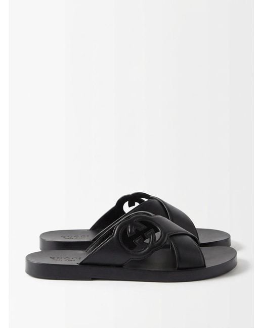 激レア　グッチ　GGロゴ　ストラップミュール Gucci Cut-Out Logo Crossover Strapped Sandals for Men | Lyst