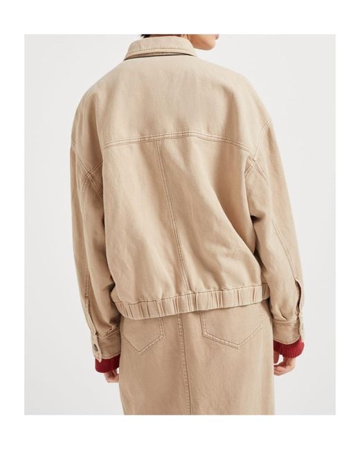 Brunello Cucinelli Natural Monili Embellished Elastic Waistband Jacket
