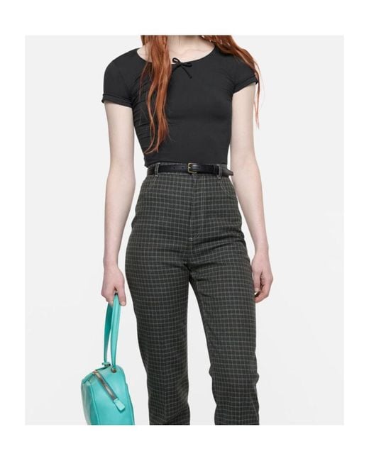 Acne Black Bow-Detail Cap-Sleeve T-Shirt