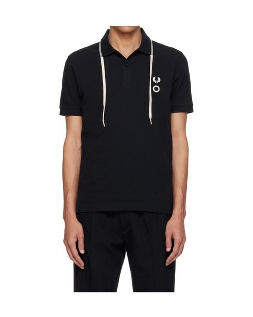 Craig Green Black X Fred Perry Collaboration Drawstring Polo Shirt for men