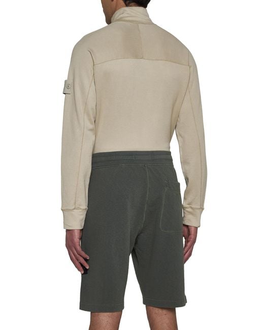 Stone Island Gray Logo Patch Drawstring Bermuda Shorts for men