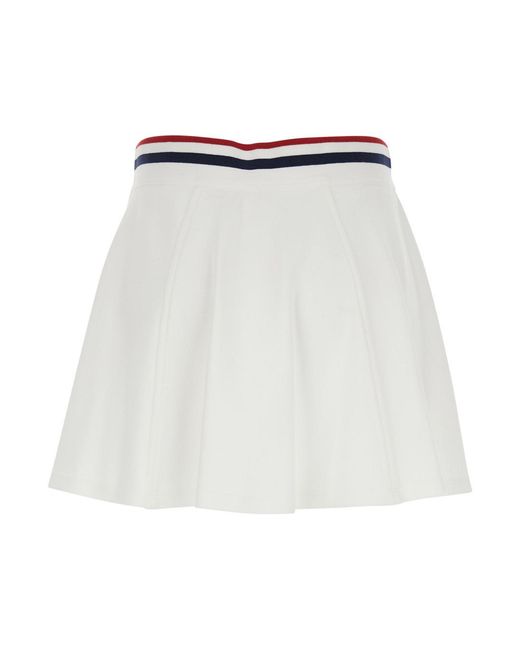 Brunello Cucinelli White Logo Detailed Pleated Skirt
