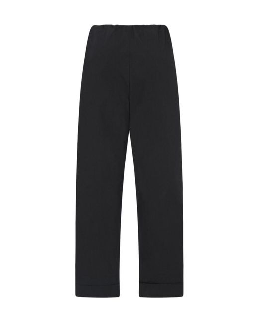 The Row Black Delano Elastic Drawstring Waist Trousers