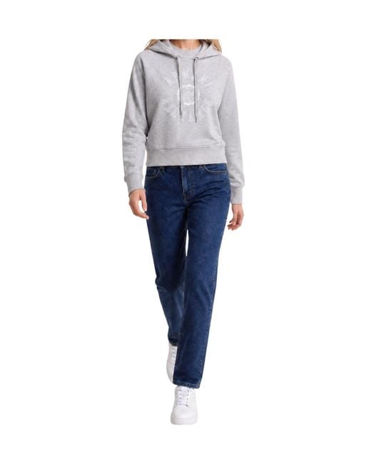 ARMANI EXCHANGE Gray Long-Sleeved Hooded Sweatshirt