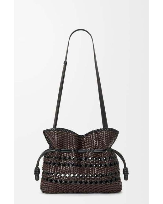 Loewe Black Leather Woven Flamenco Clutch Bag