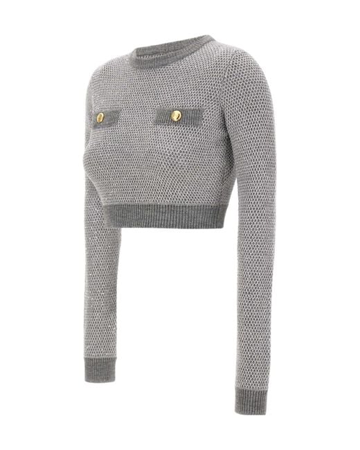 Elisabetta Franchi Gray Sequins Knit Top