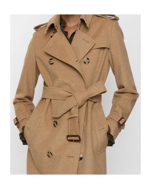 Burberry Natural Collared Buckled Button-Up Trench Coat