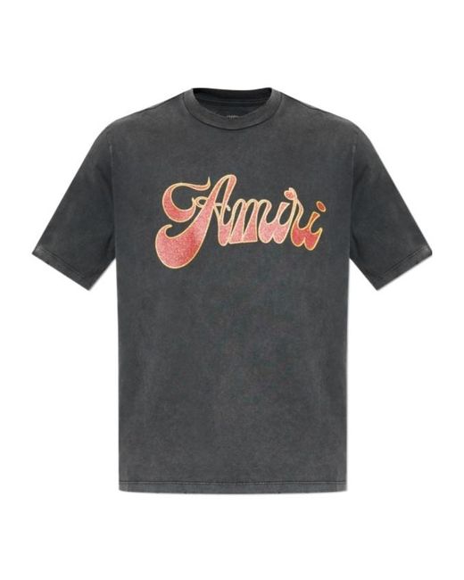Amiri Gray Logo-Print T-Shirt for men
