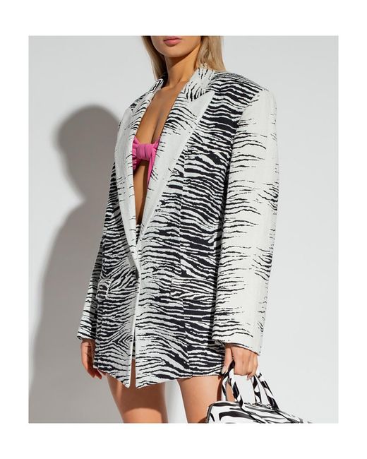 The Attico Gray The Zebra Print Single-Breasted Blazer