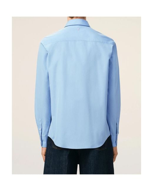 AMI Blue Ami Poplin Tailor Shirt for men