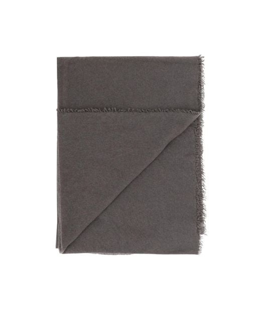 Faliero Sarti Gray Fringed Cashmere Scarf for men