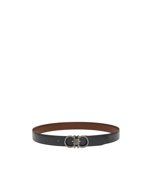 Ferragamo White Reversible And Adjustable Gancini Belt for men