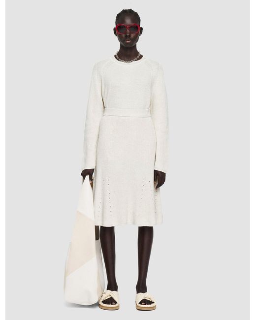 Joseph White Ribbed Knit Midi Skirt
