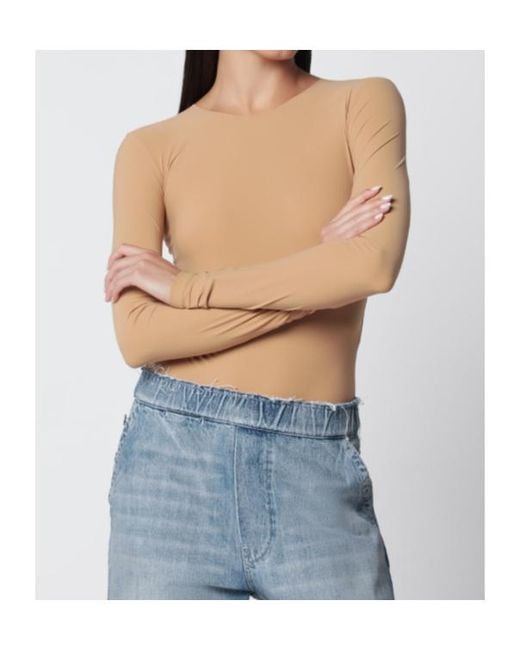 MM6 by Maison Margiela Natural Long-Sleeve Bodysuit
