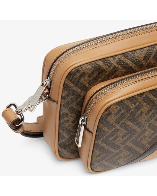 Fendi Brown Diagonal Duo Camera Bag for men