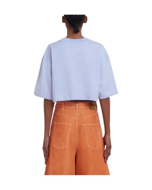 Marni Blue Jersey T-Shirt With Print