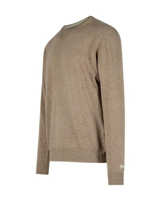 Woolrich Brown Logo Embroidered Crewneck Jumper for men