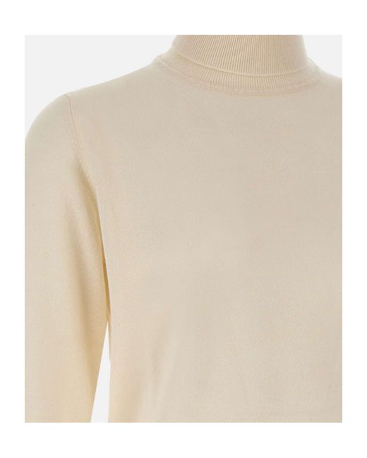 Kangra Cashmere White Kangra Ribbed Turtleneck Knitted Sweater for men