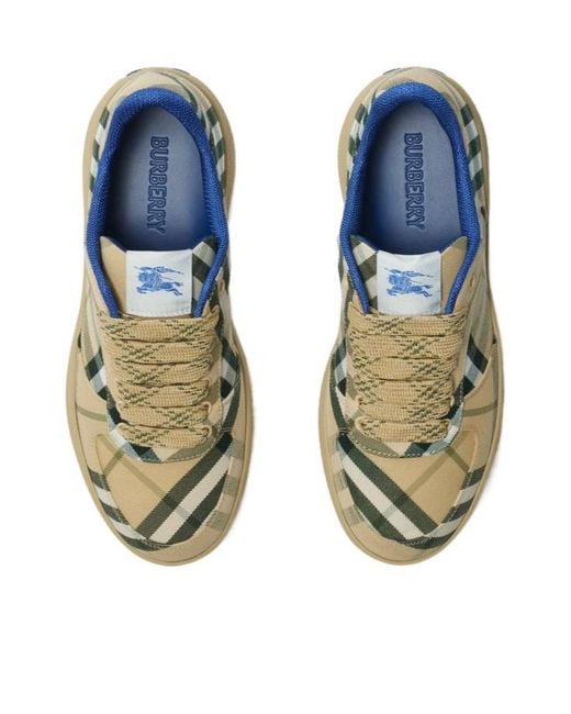 Burberry Green Terrace Checked Lace-Up Sneakers