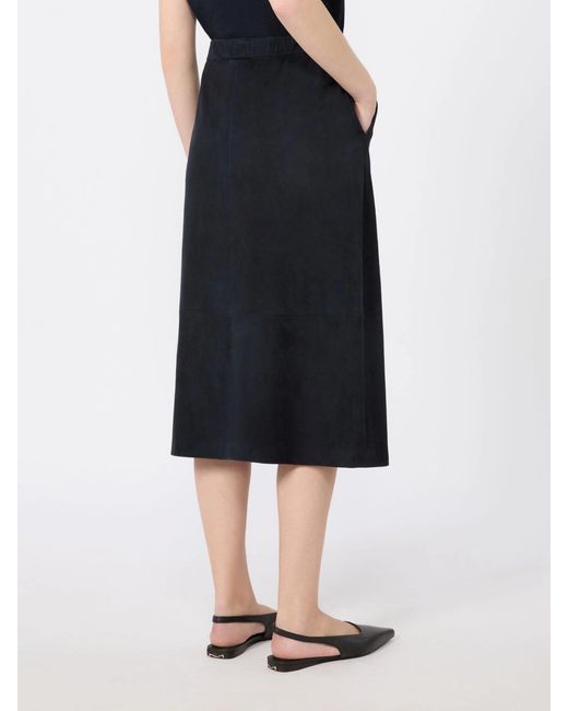 Max Mara Blue Studio Gazza Leather Midi Skirt