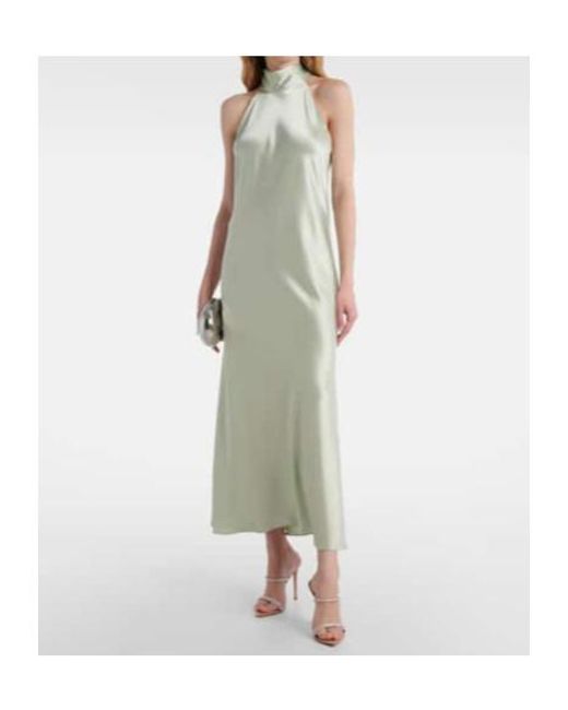 Galvan White Sienna Scarf-Detail Satin Maxi Dress