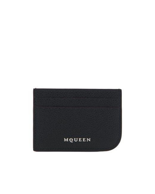 McQueen Black Sling Logo Plaque Card Holder for men