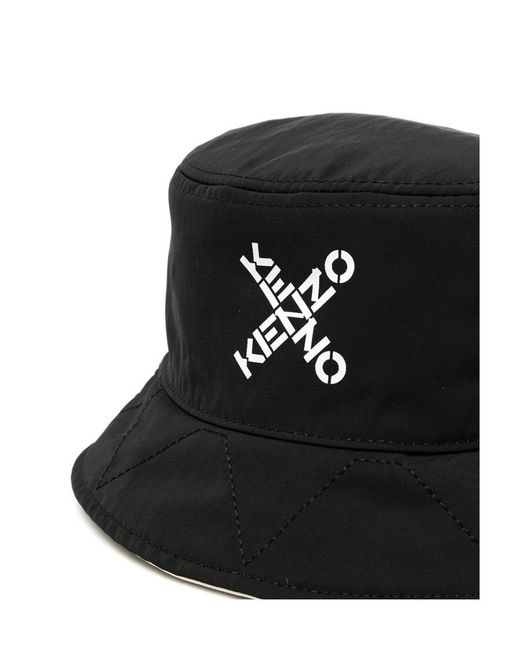 KENZO Black Logo Double-Sided Fisherman Hat for men