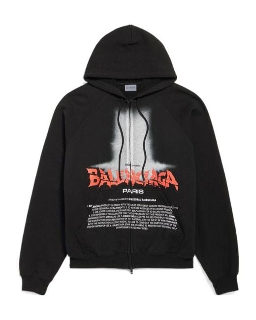 Balenciaga Black The Door Oversized Zip-Up Hoodie for men