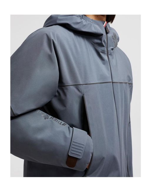 Moncler Blue Grenoble Logo Patch Hooded Jacket for men