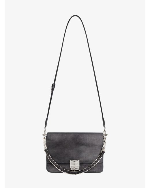 Givenchy Gray Logo Plaque Foldover Top Shoulder Bag