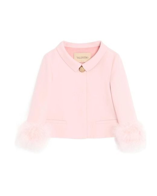 Valentino Pink Crepe Couture Jacket With Feathers