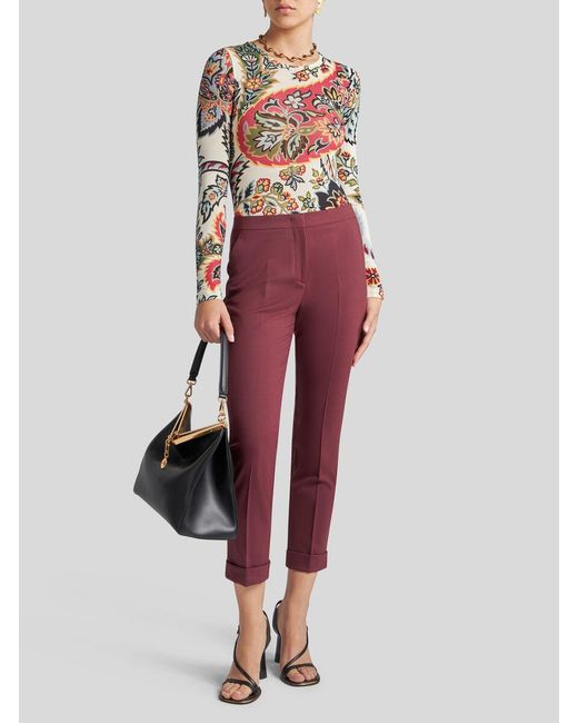 Etro Red Cropped Stretch Trousers