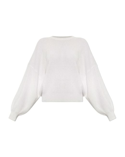 Lisa Yang White Veira Balloon-Sleeve Knitted Sweater